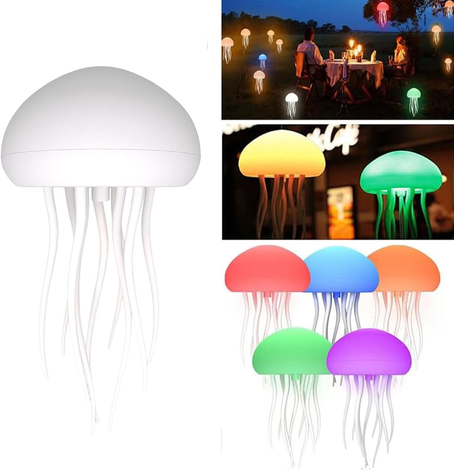 Jellyflow LED Jellyfish Lamp – 12-Color Night Light with Voice Control, Hanging or Table Base | Soothing Mood & Atmosphere Lamp