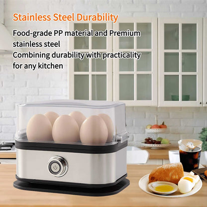 Made in Germany, Rapid Egg Cooker 6 Eggs Capacity Electric Stainless Steel, Soft, Medium, Hard Boiled, Egg Steamer, Egg Poacher With Auto Shut-Off, BPA Free