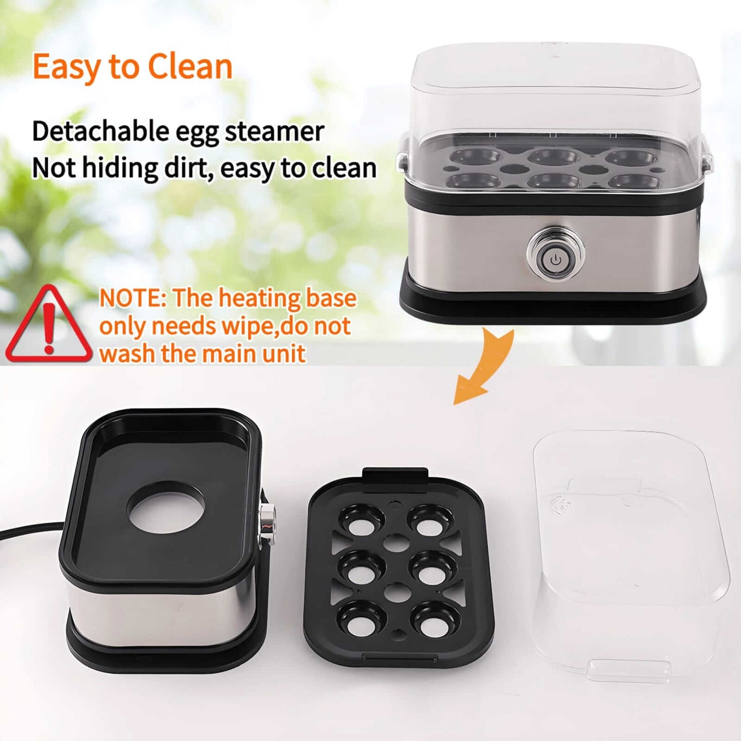 Made in Germany, Rapid Egg Cooker 6 Eggs Capacity Electric Stainless Steel, Soft, Medium, Hard Boiled, Egg Steamer, Egg Poacher With Auto Shut-Off, BPA Free