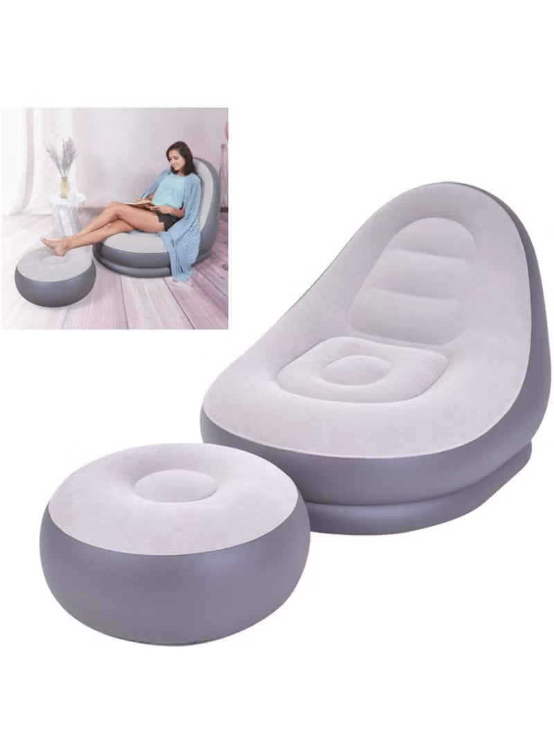 2Pcs Portable Inflatable Sofa Chair Air Pump Outdoor - Indoor