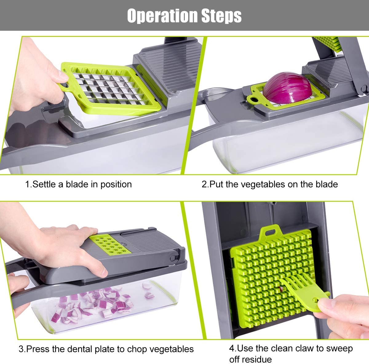 Vegetable Chopper Pro - Multifunctional Blades & Large Container for Salad, Garlic, Fruit, and Potato Delights