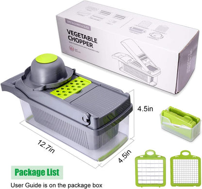 Vegetable Chopper Pro - Multifunctional Blades & Large Container for Salad, Garlic, Fruit, and Potato Delights